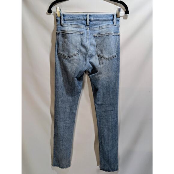Frame Denim Le High Skinny Light Wash Raw V Hem Jeans Size 26 - Picture 2 of 8